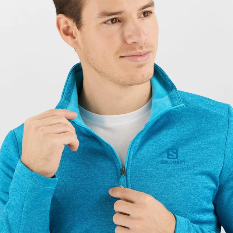 Moletom Salomon Essential Lightwarm Seamless Half Zip Masculino Azuis | PT N59327